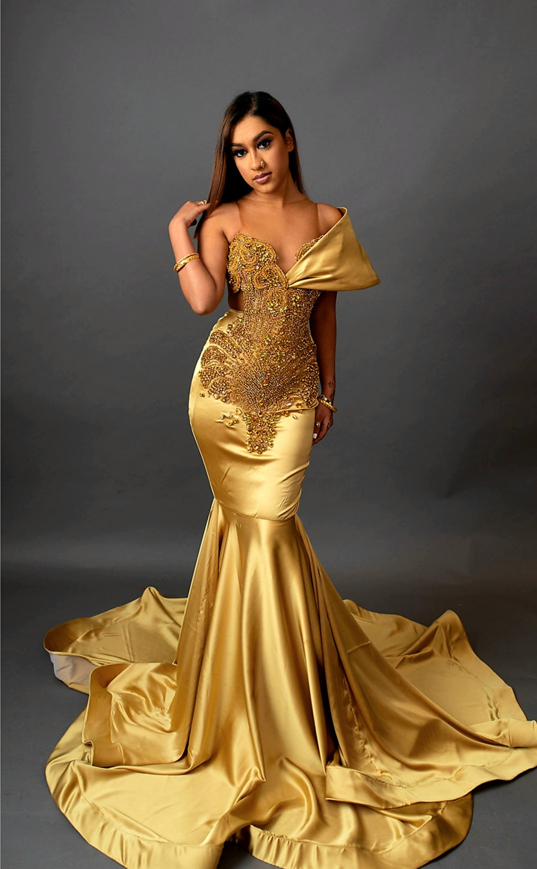 gold rhinestone dress